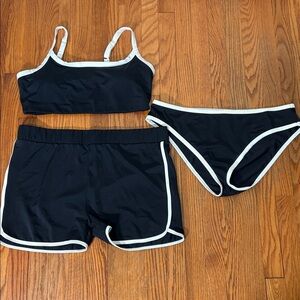 Andie Bikini Set Dolphin top Dolphin shorts Bells Bottoms Black XXL NWOT